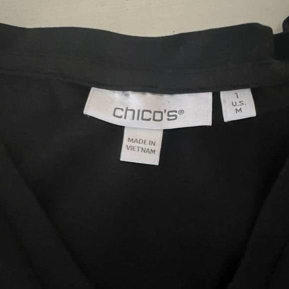 Chico's Black Jacquard Puff Sleeve Tee - Picture 4 of 6